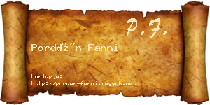 Pordán Fanni névjegykártya